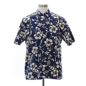 Hilo Hatties Men’s M Hawaiian Shirt Blue Floral Cotton 42 Chest Short Sleeve